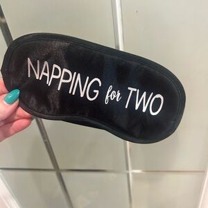 Black Sleep Mask with White Text